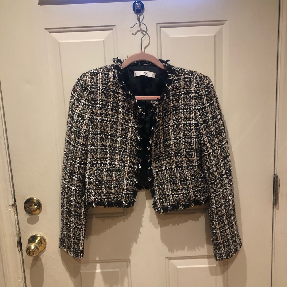 Black Sparkly Tweed Cropped Blazer